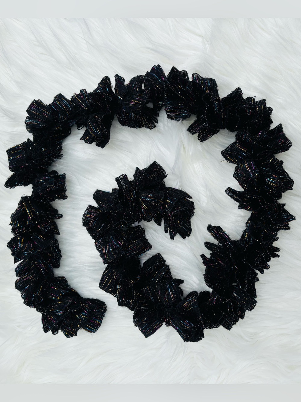 Black Sparkly Ruffle Scarf